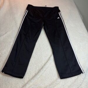 Adidas Youth Black Track Pants With White Stripes large